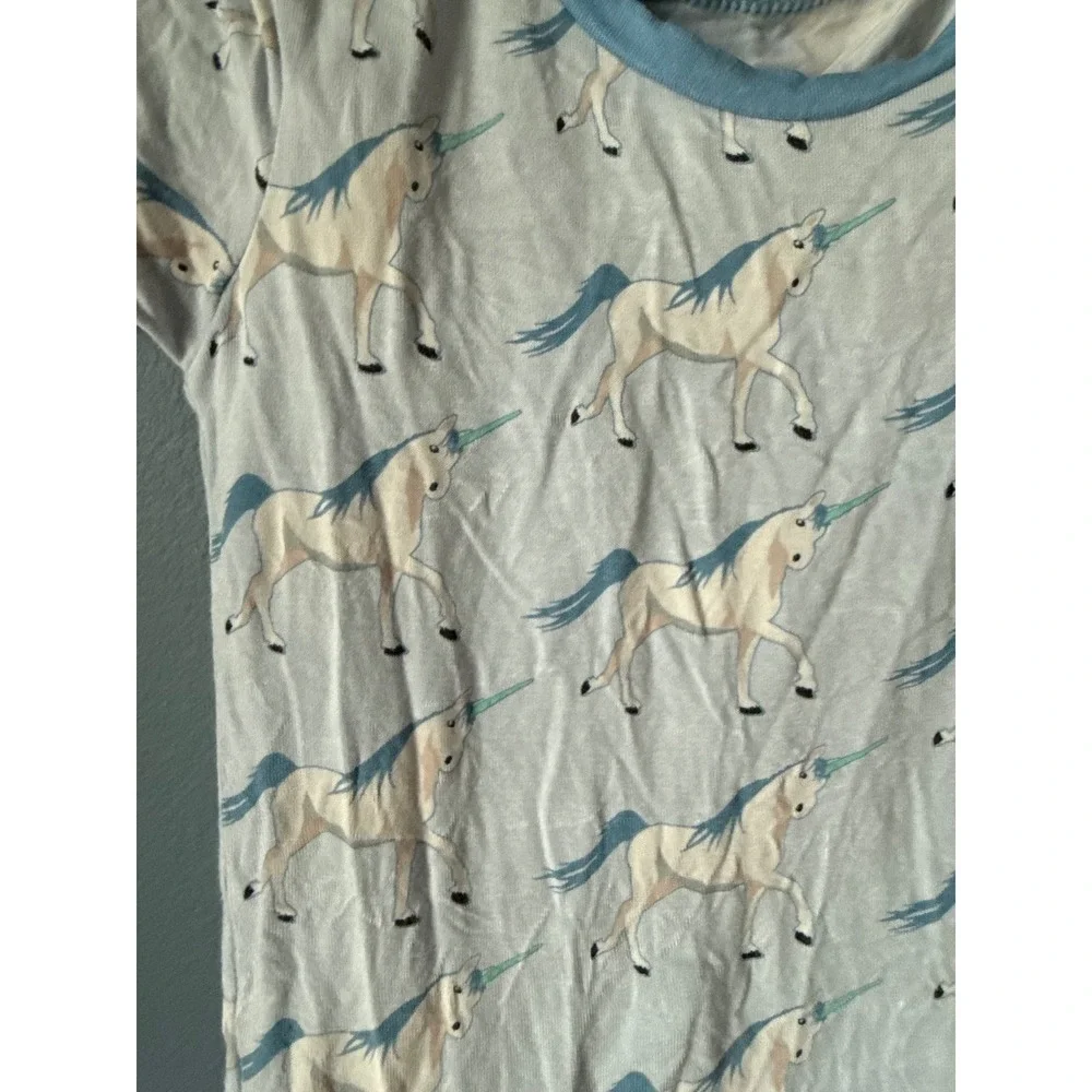 KicKee Kids Unicorn Bamboo Short Sleeve Pajama Set‎ Blue 4T